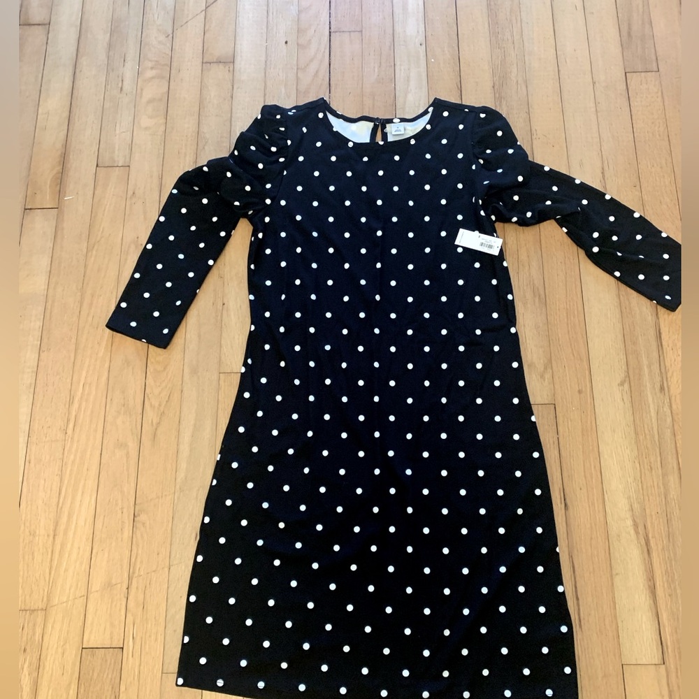 Old Navy Polka Dot Dress Size M Long Sleeve Black White Keyhole Back Classic